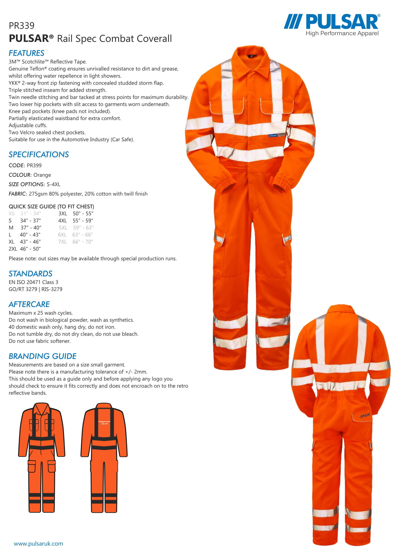 PULSARu00ae PR339 Rail Spec High Visibility Combat Coveralls