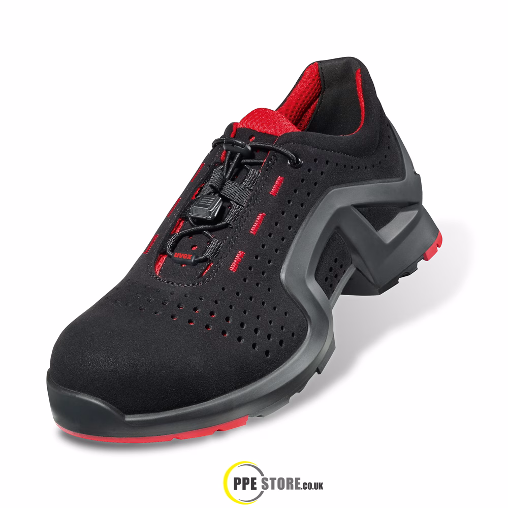 Uvex 1 Black/Red X-Tended Support Perforated Safety Shoes