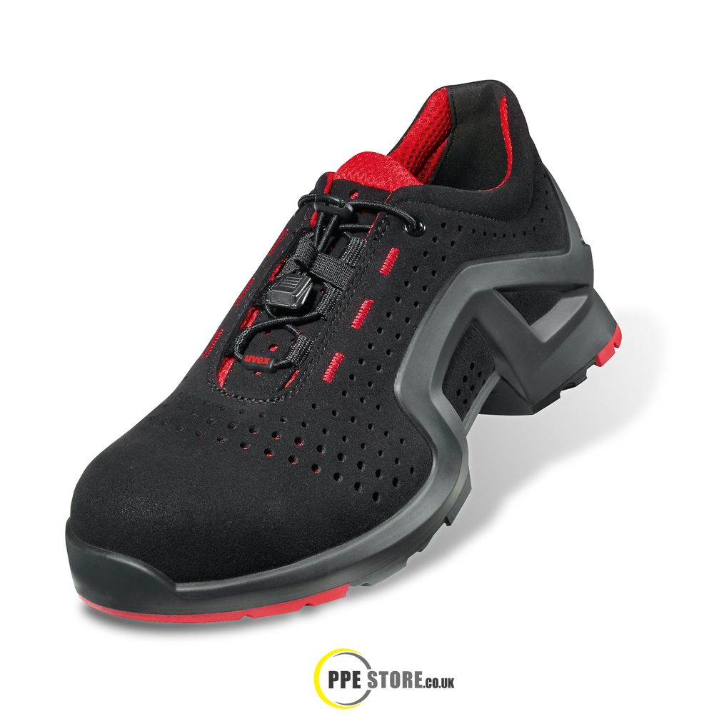 Uvex 1 Black/Red X-Tended Support Perforated Safety Shoes