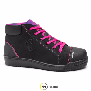 Base womens safety shoes, footwear protection, pink and black
