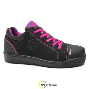 Base womens safety shoes, footwear protection, pink and black