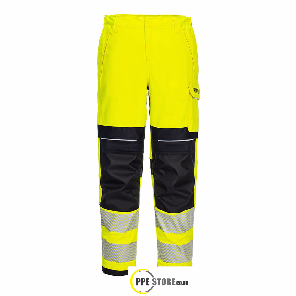 Portwest FR409 PW3 FR Hi-Vis Yellow/Black Women's Work Trousers