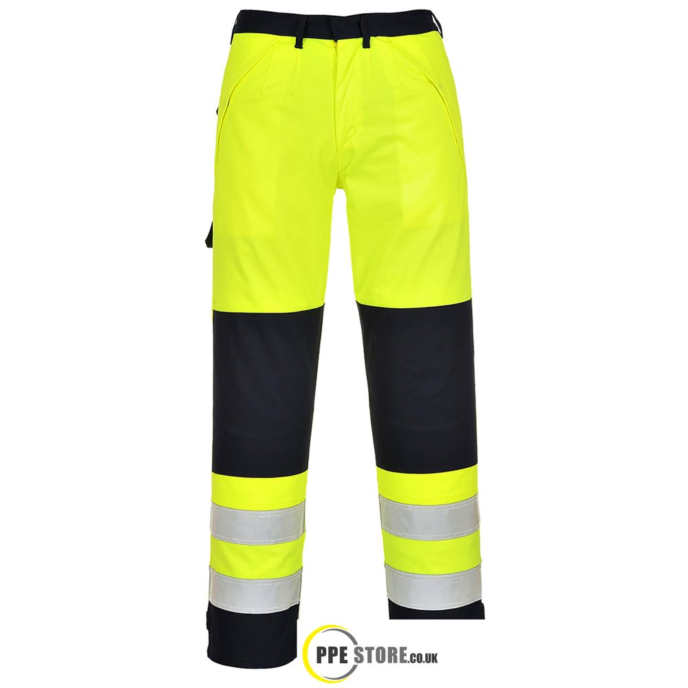 Portwest FR62 Hi-Vis Multi-Norm Trousers Yellow/Navy