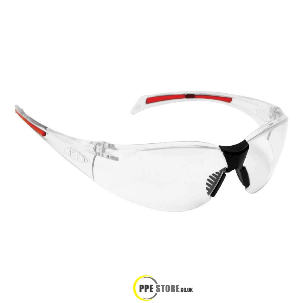 JSP Stealth 8000 Clear Safety Glasses Clear/Red