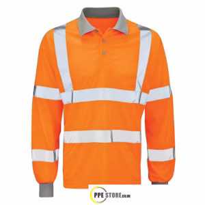 Orbit Andromeda Hi-Vis Orange Long Sleeve Polo Shirt