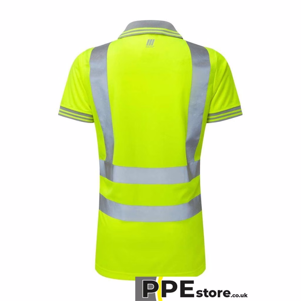 Pulsar P700 Women's High Visibility Short Sleeve Polo Shirt Yellow - Image 3