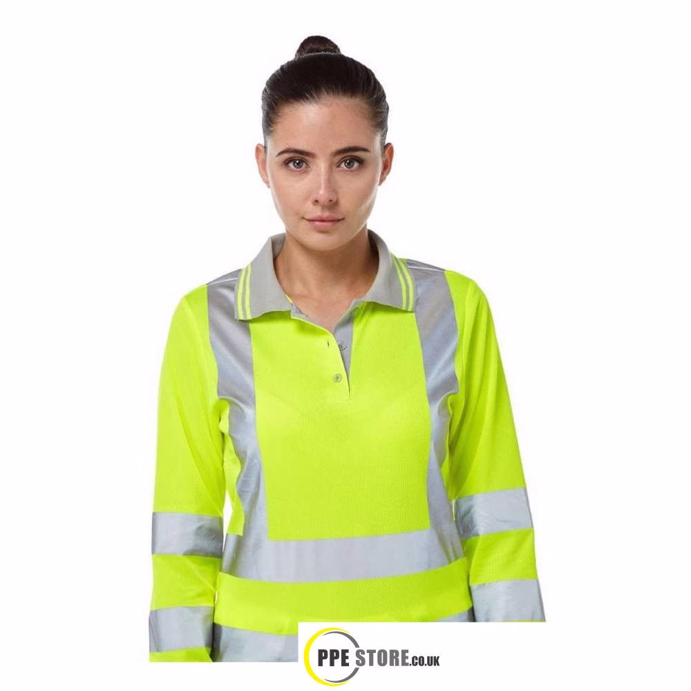Pulsar P702 Women's High Visibility Long Sleeve Polo Shirt Yellow