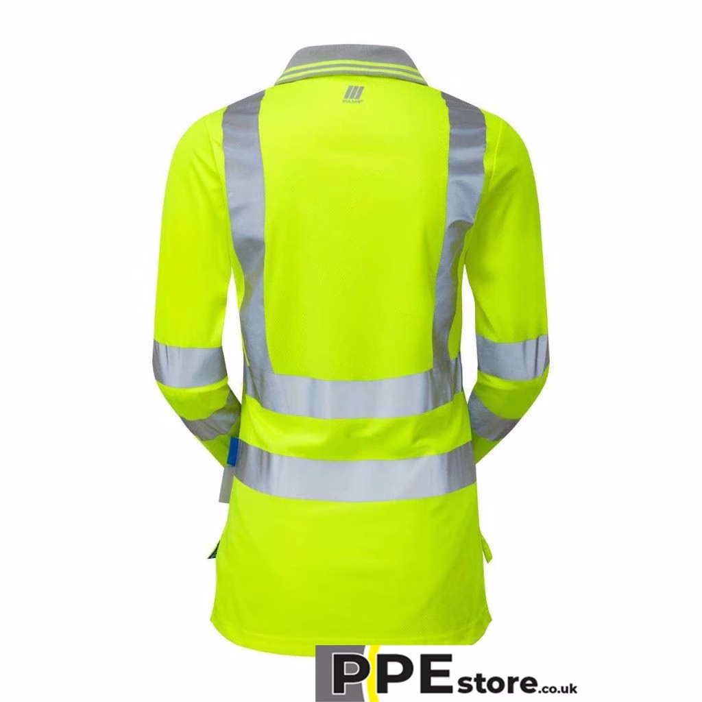 Pulsar P702 Women's High Visibility Long Sleeve Polo Shirt Yellow - Image 4