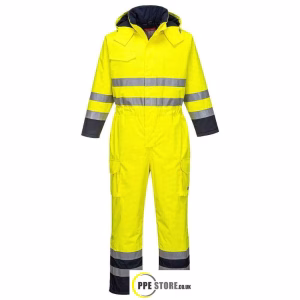 Portwest S775 Bizflame Hi-Vis Waterproof Coveralls Yellow/Navy