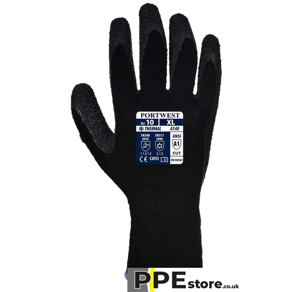 Portwest A140 Hi-Vis Thermal Latex Gloves - Image 2