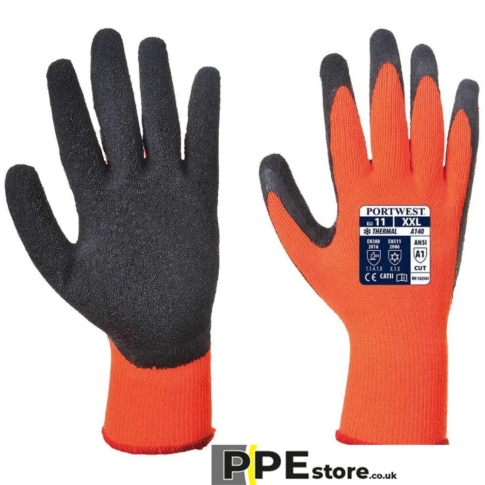 Portwest A140 Hi-Vis Thermal Latex Gloves - Image 3