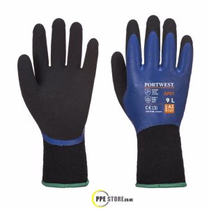 Portwest AP01 Thermal Pro Coated Insulated Gloves Black/Blue