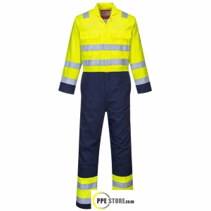 Portwest BIZ7 High Visibility Yellow/Navy FR Coveralls