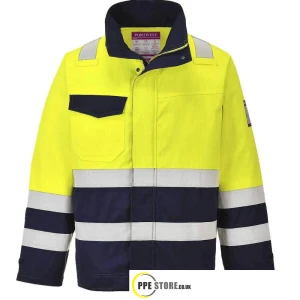 Portwest MV25 High Visibility Flame Resistant Jacket Yellow/Navy