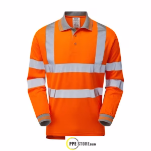Pulsar PR470-R High Visibility Rail-Spec Long Sleeve Polo Shirt Orange