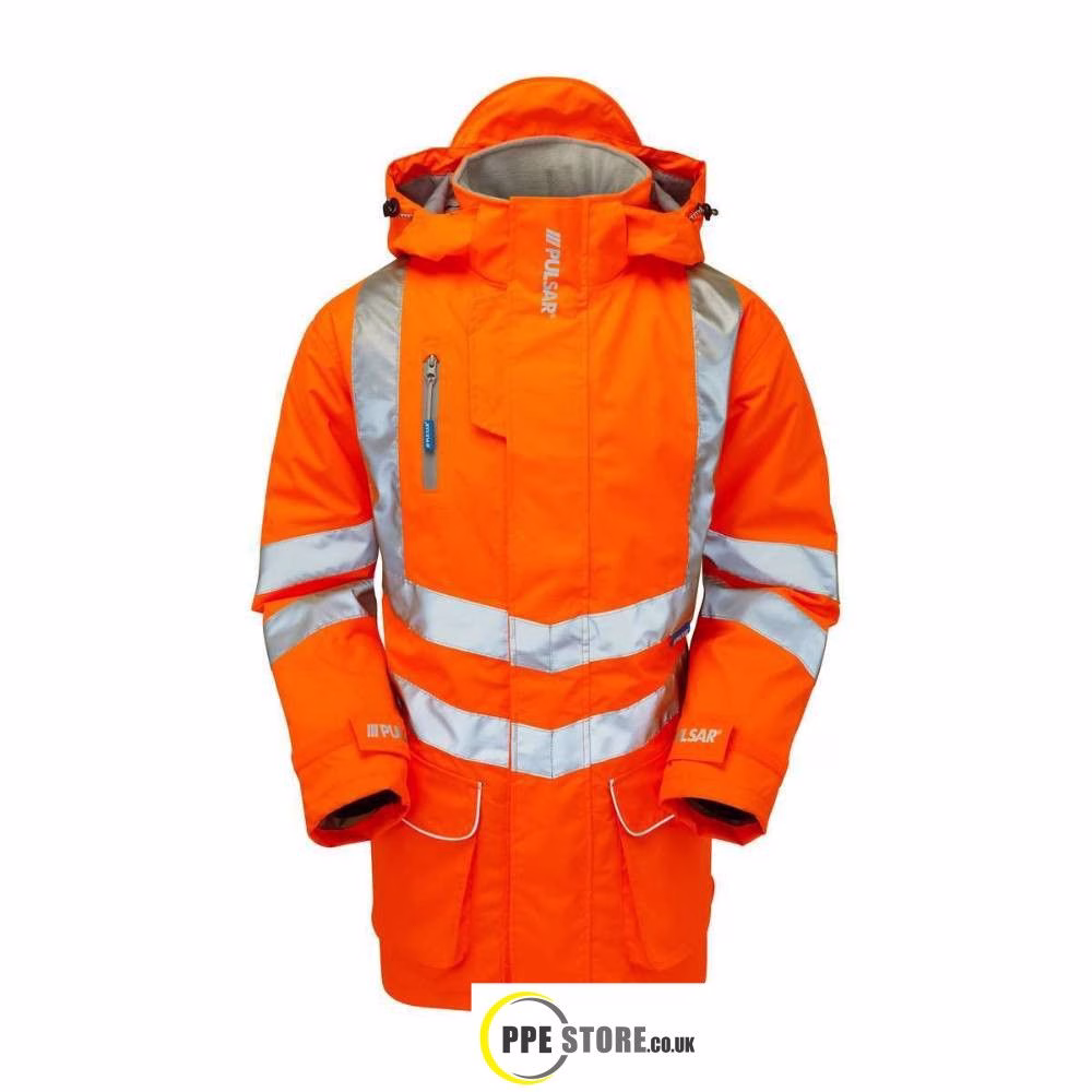 Pulsar PR499 "R" High Visibility Rail-Spec Waterproof Unlined Storm Coat Orange