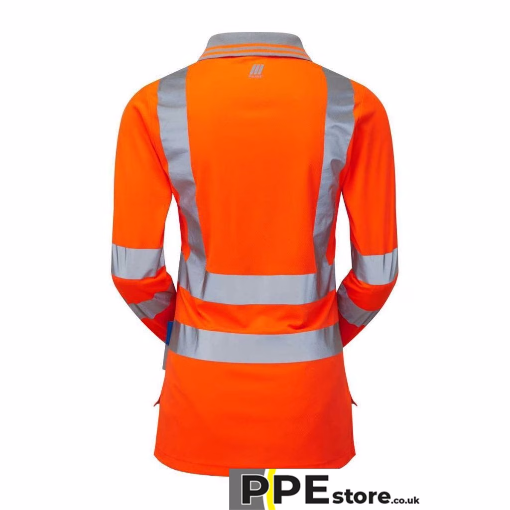 Pulsar PR703 Women's High Visibility Rail-Spec Long Sleeve Polo Shirt Orange - Image 4