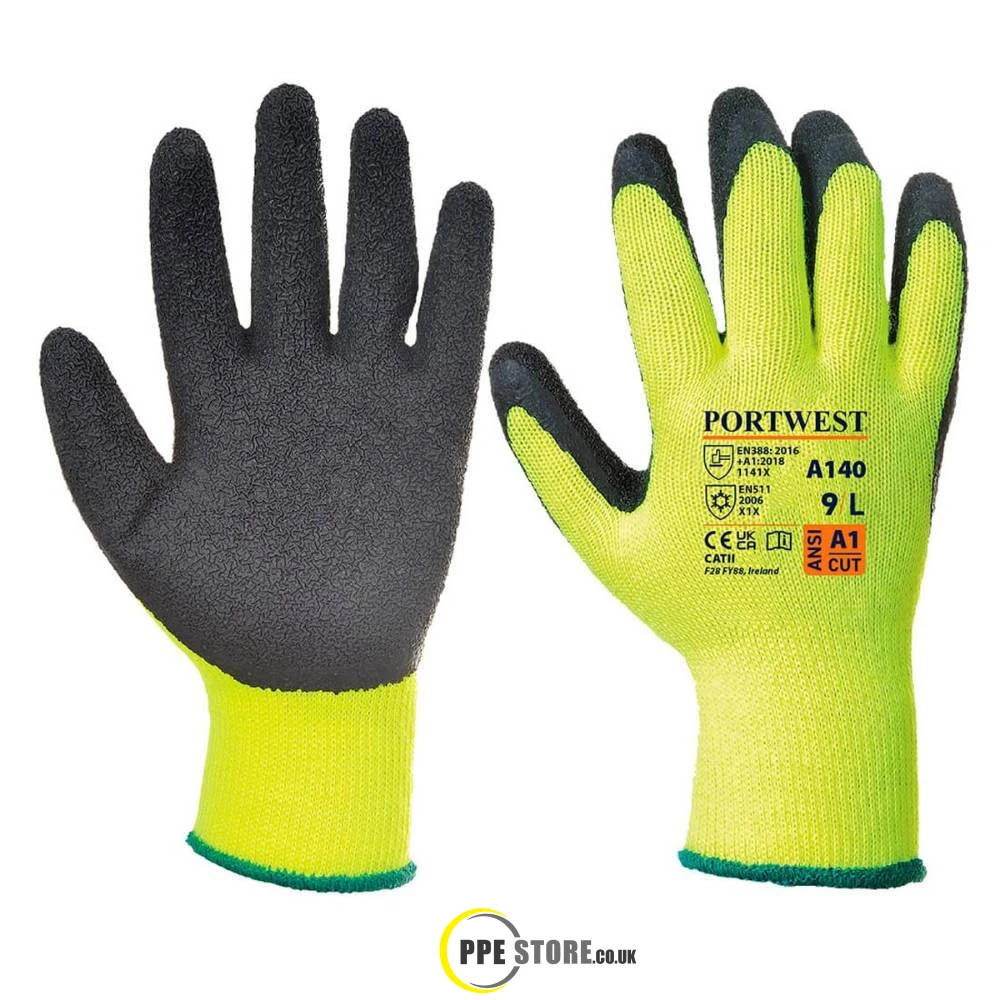 Portwest A140 Hi-Vis Thermal Latex Gloves