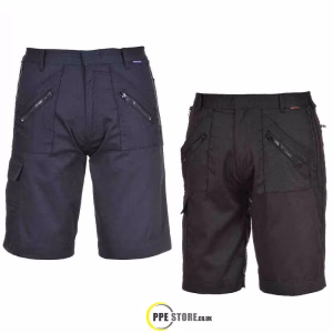 Portwest S889 Action Work Shorts, Black Or Navy