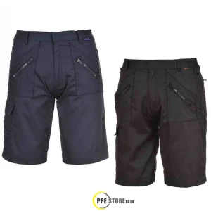 Portwest S889 Action Work Shorts, Black Or Navy