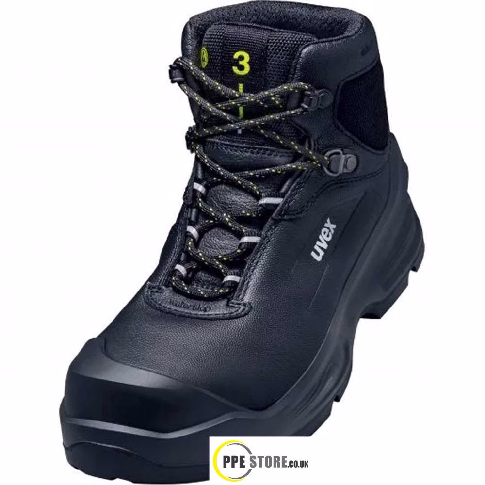 Uvex 3 68742 S3 Metal-Free Extra-Wide Safety Boots Black