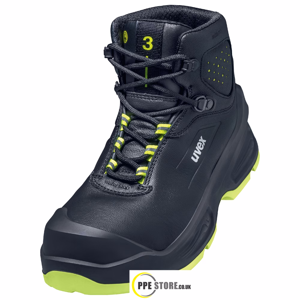 Uvex 3 68722 Lace-Up Safety Boots - Black/Yellow