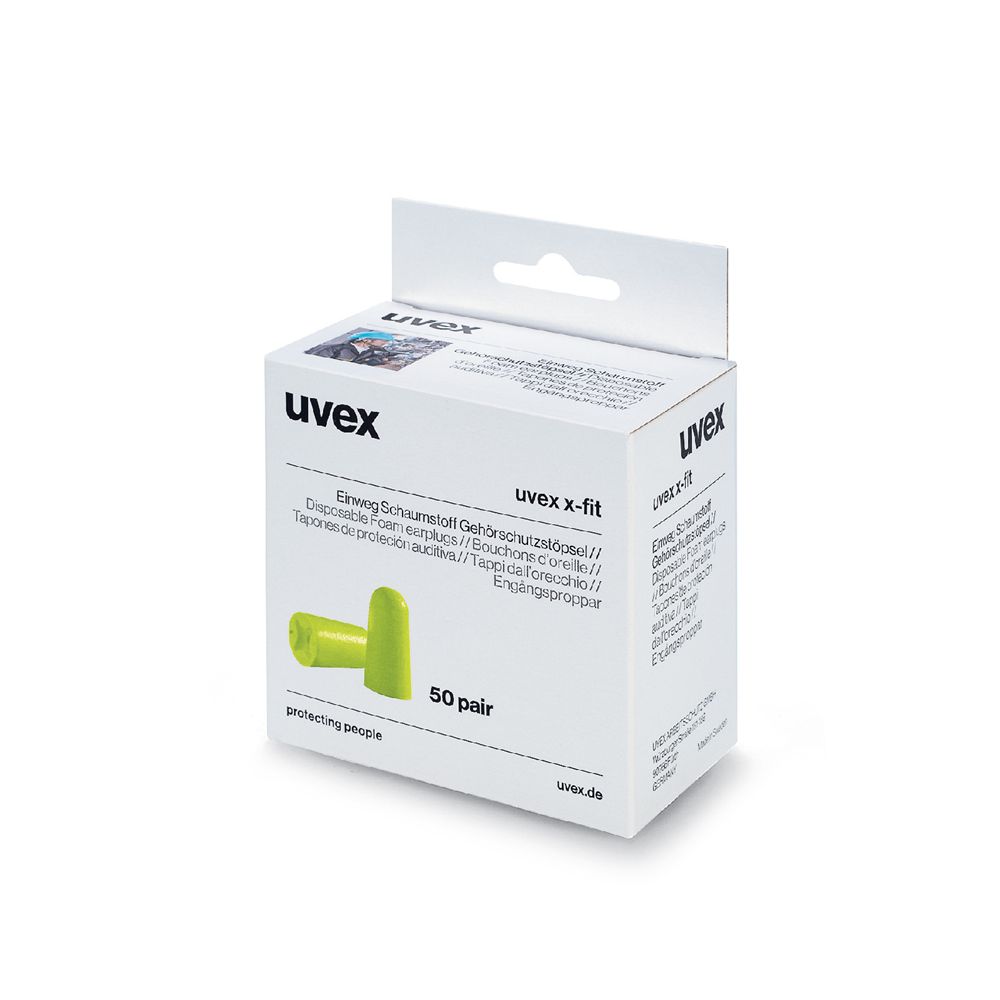 uvex x-fit, earplug, lime, Medium SNR 37 (50 Pairs)