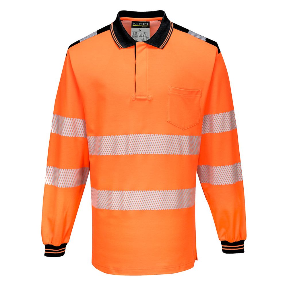 Portwest T184 PW3 Hi-Vis Polo Shirt L/S - Various Colours